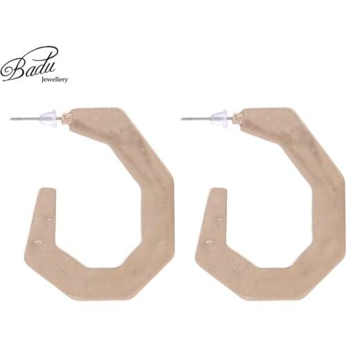 Badu Gold Zinc Alloy Stud Earring Big Metal Punk Style Exaggerated Earrings for Women Christmas Jewelry Wholesale