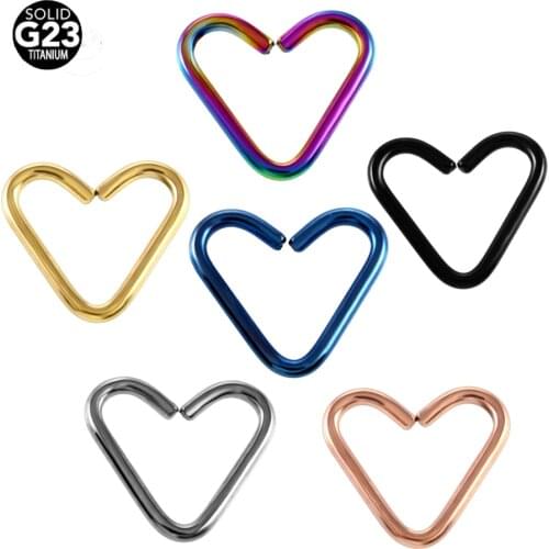 1pc G23 Titanium 16G Heart Shape Ear Tragus Daith Ring Tragus Ear Piercing Cartilage Orbital Piercing Body Jewelry Piercings