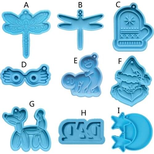 1 Pc DIY Silicone Dragonfly Gloves Pendant Resin Mold Letter DAD Keychain Balloon Dog Resin Casting Mold Resin Crafting Tools