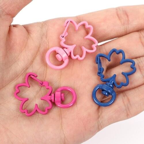 10Pcs/Lot 14 Colors Mixed Metal Flower Shape Keychain Hole Key Ring Keyring Connector for Jewelry Findings DIY Chain Accessories