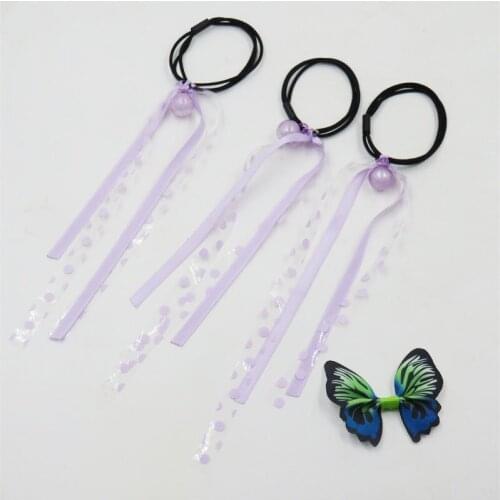 10PCS/LOT Purple Long Ribbon Elastic Hair Bands For Girls Bohemian Scrunchy Korean Fashion Kids Hair Accessories For Women 2018