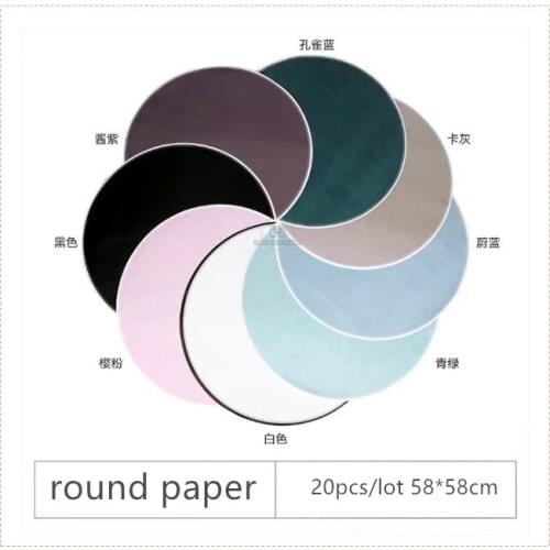 20pcs 58cm New Round Golden Edge Paper Gift Wrapping Paper Flower Packaging Paper Bouquet Florist Supplies