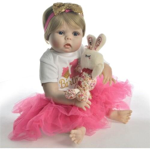 23inch Full Silicone Body Reborn Baby Doll Toys Lifelike 55cm Princess Newborn Girl Babies Doll kids birthday play house baby