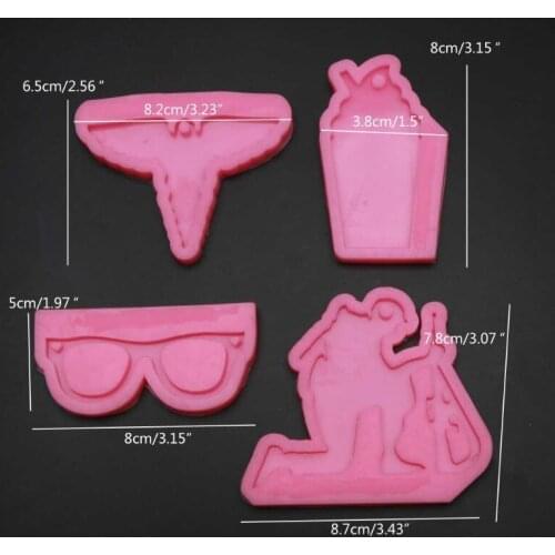 4Pcs DIY Silicone Soldiers Glasses Resin Mold Caduceus Keychain Molds Kit Tools A0NF