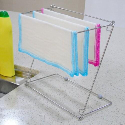 4 Layers Stainless Steel Folding Towel Stand Rack Rag Holder Kitchen Washing Cloth Draining Organizer Shelf 28x25x14cm