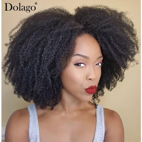 4B 4C Afro Kinky Curly Clip In Human Hair Extensions 100% Mongolian Virgin Hair Human Hair Natural Black Clip Ins Bundles Dolago