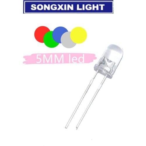 500pcs 5 mm Ultra Bright Five Color(White/Red/Green/Blue/Yellow)3V DIP Round 5mm Lamp LED Diode Light Kit each 5 Values =500pcs