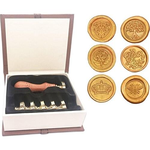 7 pc Seal Stamp Stick Set Replaceable Sealing Wax Diversiform Vintage Signet Stamps for Letter Postage Envelop Invitation A20