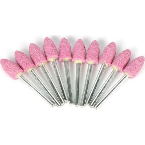 10Pcs Abrasive Mounted Stone For Dremel Accessories Grinding Stone Wheel Head For Dremel Rotary Tools Bullet-Shape Pink CNIM Hot