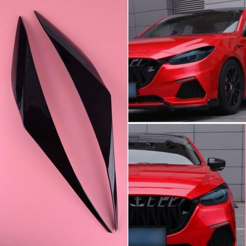 Beler 2Pcs Car Black ABS Headlight Eyebrows Eyelids Trim Fit for Mazda 3 Axela Sedan 2017 2018