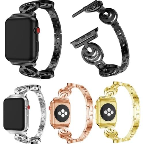 Diamond Smiling Shape Bracelet Stainless Steel Strap Watchband For Apple Watch 4 38 42 40 44mm Series 5 1 2 3 4 Women/girl band