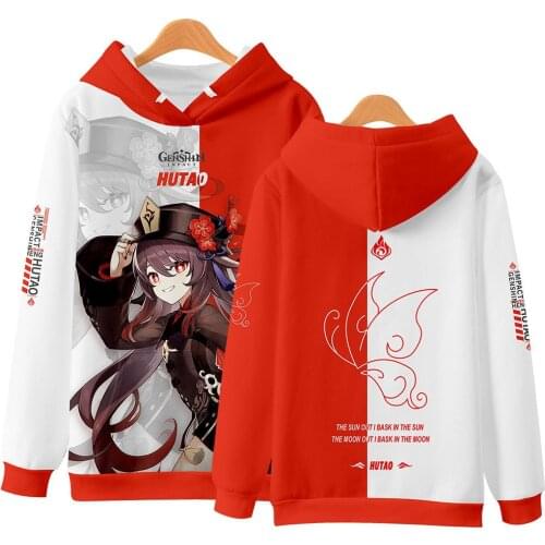 Genshin Impact Game Cosplay Hutao Ganyu Unisex Hoodie Sweatshirt Harajuku Streetwear Pullover Teenage Boy Girl Streetwear Tops