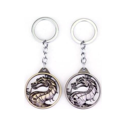 GTQ Fashion Vintage Charm Game Mortal Kombat Keychain Dragon Totem Alloy Key Ring Holder Gift for Men Car Key Accessories