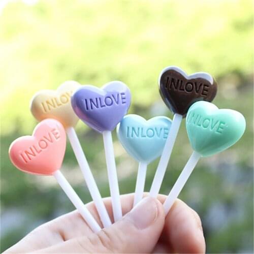 Julie Wang 6PCS Resin Heart Lollipop Charms Mixed Color Letter IN LOVE Lollipop Artificial Food Pendant Jewelry Making Accessory