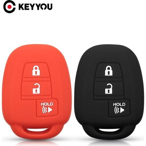 KEYYOU Key Rings For Toyota Camry Corolla RAV4 Vios Prius C Highlander 2012 2013 2016 2017 2018 Silicone Car Key Case 2+1 Button