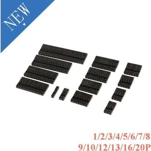 100pcs 2.54mm Pitch Connector 1/2/3/4/5/6/7/8/9/10/12/13/16/20 P Pin Single Row 2.54 mm Plastic Shell Through Hole Housing Plug