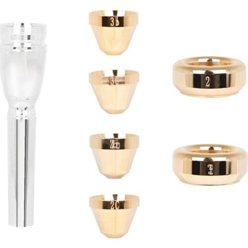 Brass Trumpet Mouthpiece Set 1-1/2C 3C 2B 3B Gold Plated Mouth Pieces Cups Replacement Musical Instruments Accessories