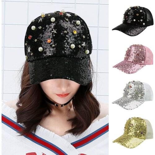 Summer Sequin Beaded Tide Parent-Child Baseball Net Cap Sunscreen Visor Casual Hat -OPK