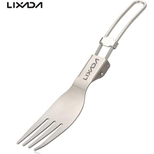 Lixada Titanium Folding Fork Ultralight Outdoor Portable Dinner Fruit Fork Flatware Outdoor Tableware for Camping Backpacking