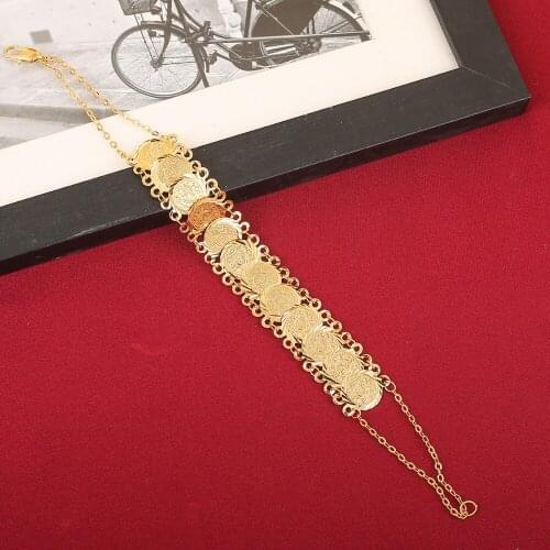 Small Coin Jewelry Girl Bracelet Gold Color Arab Jewelry Metal Coins Wealth Best Women