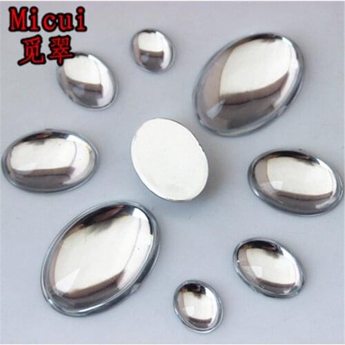 Micui 100PCS Oval shape Acrylic Rhinestones crystal Flatback Clear Color For Clothes Dress Decorations Jewelry Accessories SM105