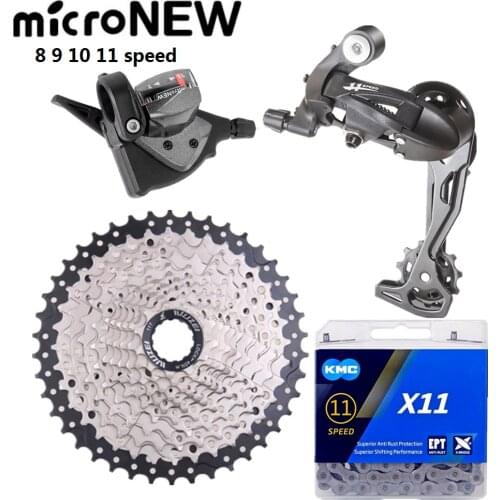 MicroNEW 8/9/10/11 Speed Shifter + Rear Derailleurs + 40T 42T 46T 50T WUZEI Cassette + KMC Chain 4 kit Groupset