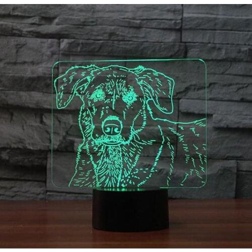 Lovely Dog Night 3d Lamp Animal Night Table Lamp For Bedroom 7 color change Remote Touch switch Acrylic desk Lamp