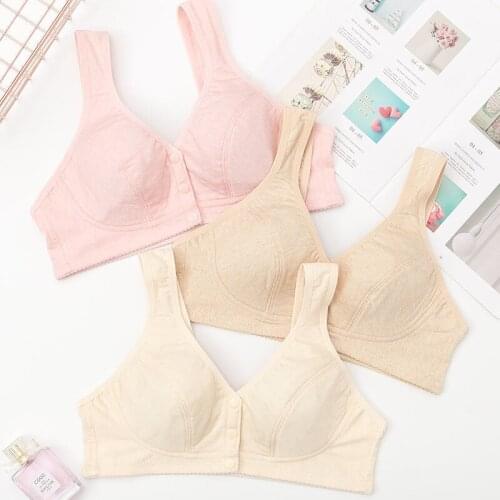 Fashion Cotton Full Cup Bralette New Vest-type Middle-aged Elderly Bra Large Size Without Steel Ring Front Button Women Bras