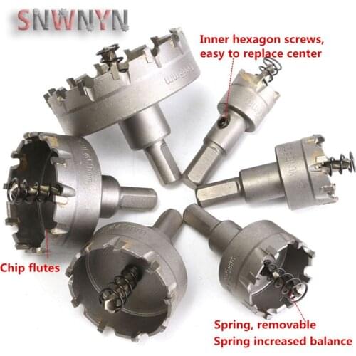 6pcs 22-65mm HSS Hole Saw Set Carbide Tip TCT Core Drill Bit Metal Cutter Core Hole Saw Metalworking Tool