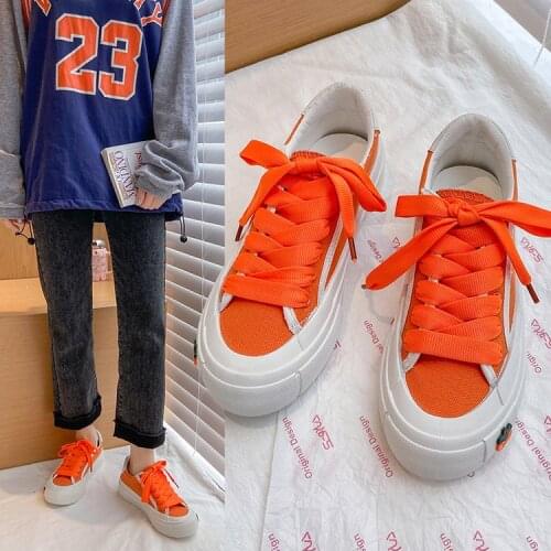 Spring and autumn new orange canvas sneakers casual womens shoes cute girls shoes patchwork lolita shoes