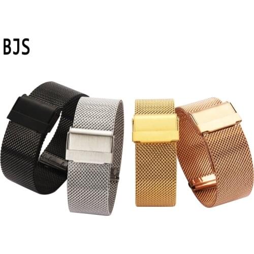 12/14/16/18/20/22mm Watch Strap Metal Mesh Stainless Steel Wristwatch Band Women Men Bracelet Watch Band Fashion Watch Strap