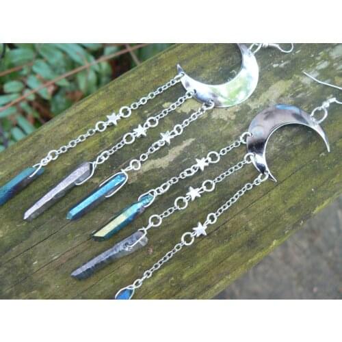 Moon Goddess Earrings,Crescent Moon,Festival, Bohemian Chic, Moon Earrings, Yoga Earrings