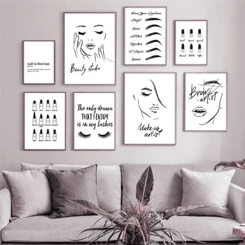 Modern Abstract Hand-painted Character Eyebrows Eyelashes Poster Nail Shop Background Wall Decorative Canvas Art Painting