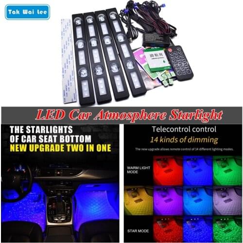 Tak Wai Lee USB LED Car Seat Bottom Atmosphere Starlight Warm & Star 14 Modes RGB Strip Light Styling Breating Voice Remote CTRL