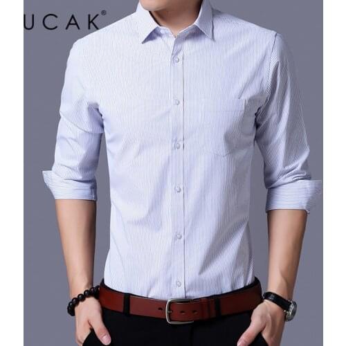 UCAK Brand Streetwear Long Sleeve Shirt Men Clothes Spring Autumn New Arrival Casual Turn-down Collar Striped Shirts Homme U6160