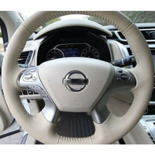 All Beige smooth leather DIY Car Steering Wheel Cover for Nissan murano 2015