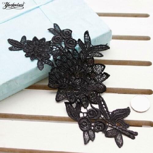 YACKALASI 10 Pcs 3D Flower Lace Patches Wedding Dress Appliqued Women Diy Clothes Trims Sewing Apparel Floral 22CM*9.8CM