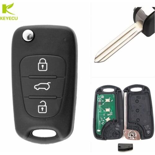 KEYECU Replacement New Uncut Folding Remote Key Fob 3 Button 434MHz /315MHZ ID46 for Hyundai Elantra 2011-2013