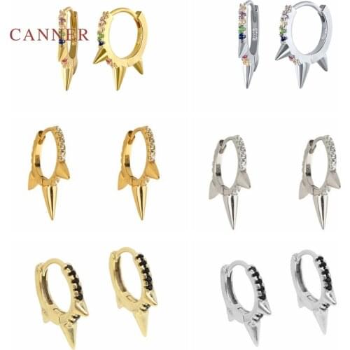 CANNER Earrings For Women S925 Silver Punk Wind Geometry Earrings Hoops Pendientes Korean Fine Jewelry Joyero Aretes De Mujer