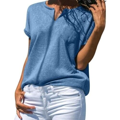 Women Loose Casual Pure Color Plus Size Summer T Shirts shirt blouse