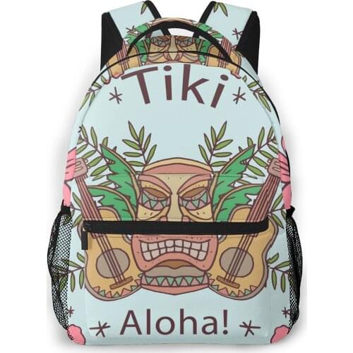 Women Backpack Kids School Bag for Teenage Girls Tiki Guitars Flowers Female Laptop Notebook Bagpack Travel Back Pack 2021