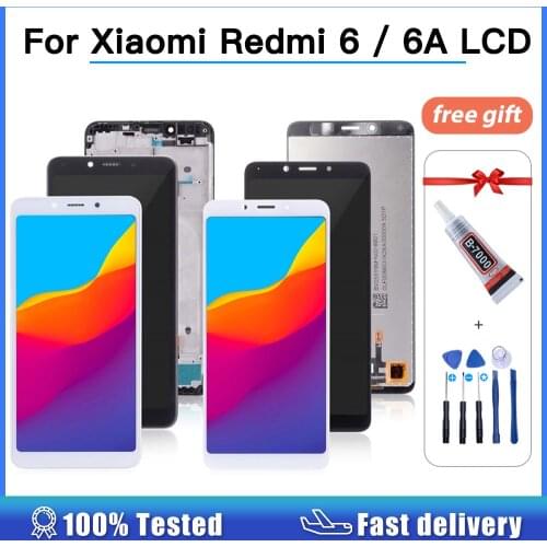 New 100% Tested LCD display For Xiaomi Redmi 6A touch screen digitizer assembly For Redmi 6 lcd With Frame Replacement 5.45 inch