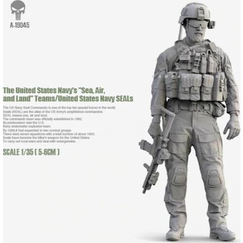 1/35 Resin Figure Kits US Navy Seal Assault Resin Soldier self-assembled(50mm) A-19045
