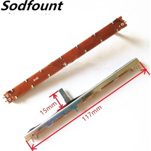 1pcs 117mm mixer fader 100 stroke mono B10K straight sliding potentiometer dimming mixer fader B103