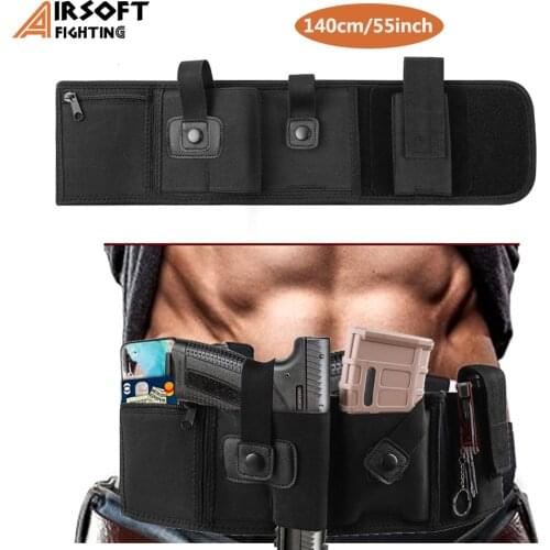 140cm Tactical Universal Pistol Gun Holster Left/Right Hand Concealed Airsoft Handgun Holster Waistband for Glock 19 17 Beretta
