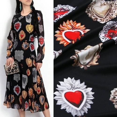 145cm Width Red Gemstone Printed Thin Chiffon Fabric For Women Dress Blouse DIY clothing Digital Print polyester Tissu Au