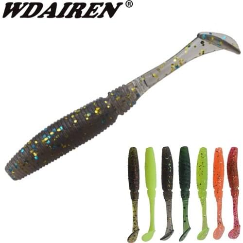 20Pcs/lot jiging soft baits 0.8g 55mm Worm fishing Lure wobbler soft lure for bass Bait Grub Swimbait T Tail Wobblers Paddle