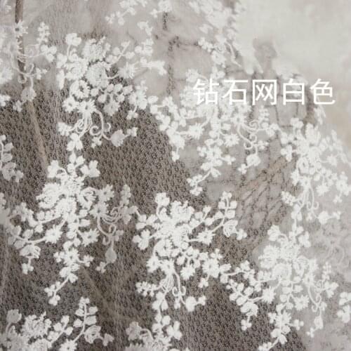 Diamond bottom net gauze cotton embroidery flower lace fabric 3D wedding dress fabrics clothing 120cm wide diy accessories