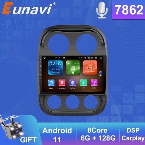Eunavi Android 11 Multimedia Player For JEEP Compass Patriot 2010 - 2016 Stereo 2 Din DVD Car Radio GPS Navigation Carplay DSP