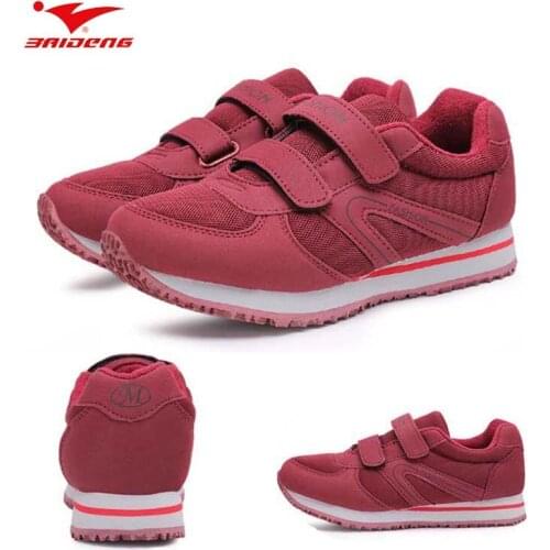 Baideng Spring Summer New Woman Running Shoes Suede+Mesh Hook&Loop Sports Shoes Ladies Fashion Chunky Sneakers Girl Plus Size 41